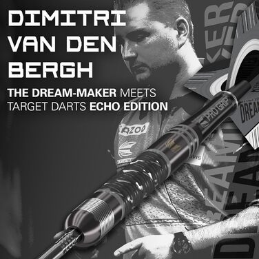 Дротики Target Darts Dimitri Van Den Bergh x Echo 90% вольфрамові, сталевий наконечник, Swiss Point, комплект з SP Tool, гравецька серія