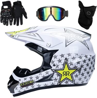 Мотошолом Motocross UIGJIOG для катання на мотоциклі, гірському велосипеді, ATV, BMX, Downhill, Offroad, Enduro. Дитячий мотошолом для мотоцикла, гірського велосипеда. Білий, розмір S (52~53 см)