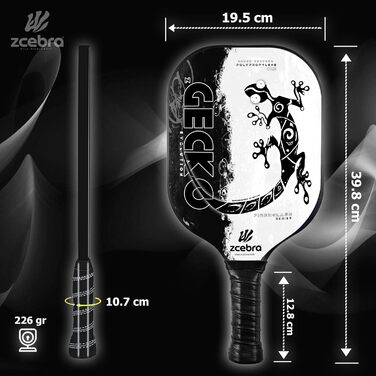 Ракетка для піклболу ZGECKO (біла), композитна, легка, з серцем з бджолиного дерева та поліпропіленом