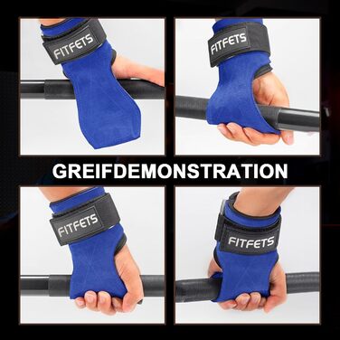 Лідши для важкої атлетики Zughilfen, ремені для підйому ваги, бодібілдинг, пауерліфтинг та фітнес, шкіряні ремені для чоловіків та жінок (блакитні)