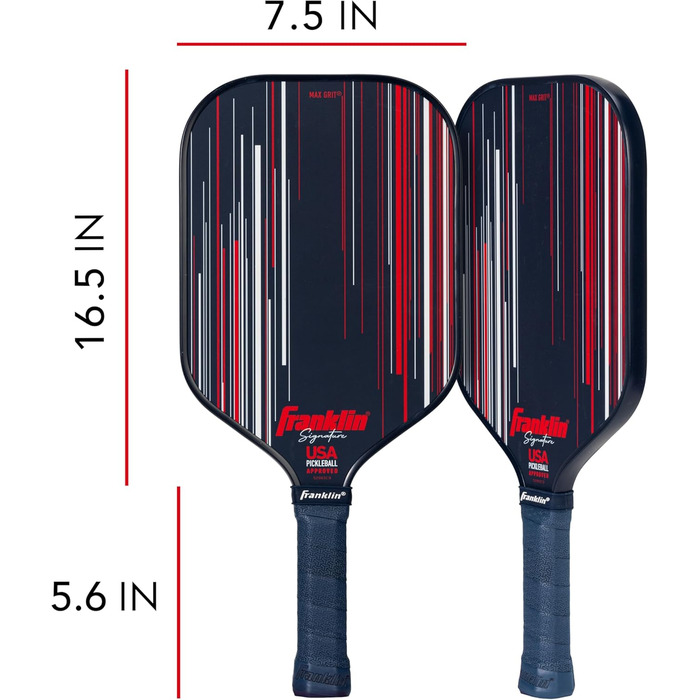 Професійна ракетка для піклболу Franklin Sports Signature Series з MaxGrit поверхнею, поліпропіленовим ядром 13 мм і 16 мм, сертифікована USAPA для турнірів