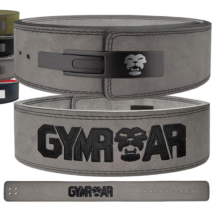 Планка для важкої атлетики GYMROAR® з натуральної шкіри, 10 мм, для чоловіків, сіра