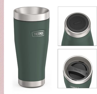 Термокружка Thermos ICON 470 мл зелена, ізольована, з нержавіючої сталі, для кави, тримає тепло 7 годин, холод 22 години, герметична, можна мити в посудомийці, BPA-free