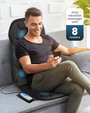 Масажне сидіння Comfier з підігрівом та вібрацією для спини та шиї. Крісло для релаксації, масажер для дому та офісу. Подарунок для жінок, чорний