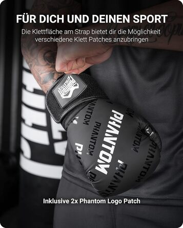 Боксерські рукавички Phantom Apex | MMA, тайський бокс | Чоловічі, Velcro, чорні, 10 Oz