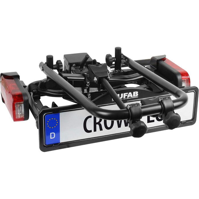 Велосипедний багажник EUFAB CROW BASIC для 2 велосипедів (E-bike), на фаркоп, частково зібраний, чорний
