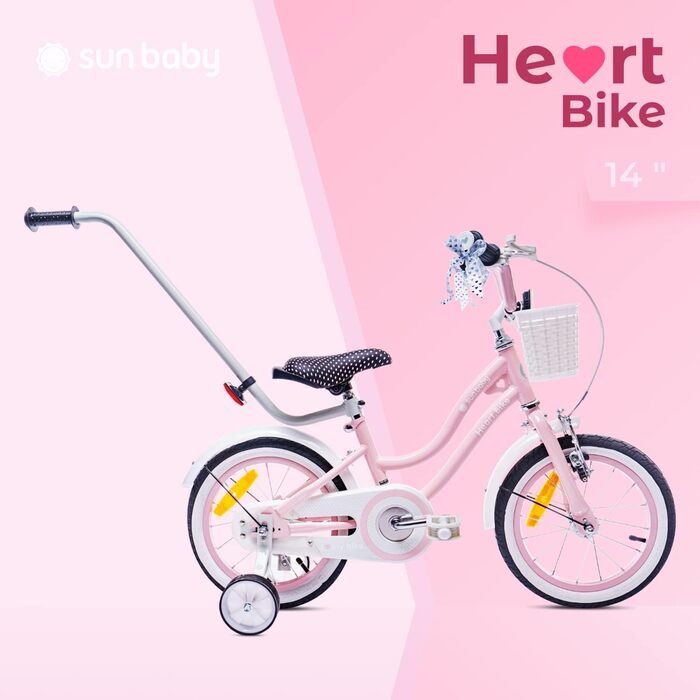 Дитячий велосипед Sun Baby Heart Bike для дівчаток 12, 14, 16 дюймів, знімна штанга, для дітей 2-6 років