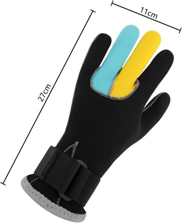 IPENNY Рукавички для дайвінгу з неопрену, 1.5/3 мм, антиковзаючі, для дайвінгу, серфінгу, плавання, снорклінгу, вітрильного спорту, каякінгу, терморукавички для дорослих та підлітків (3 мм, жовтий+синій, L)