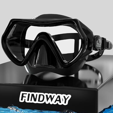 Маска для плавання Findway Taucherbrille: для дорослих та підлітків, чорна, з силіконовим ремінцем, антифог, HD скло