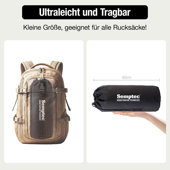 Кемпінгове ліжко Semptec Urban Survival Technology з XL-матрацом, до 120 кг, зручне, надувне