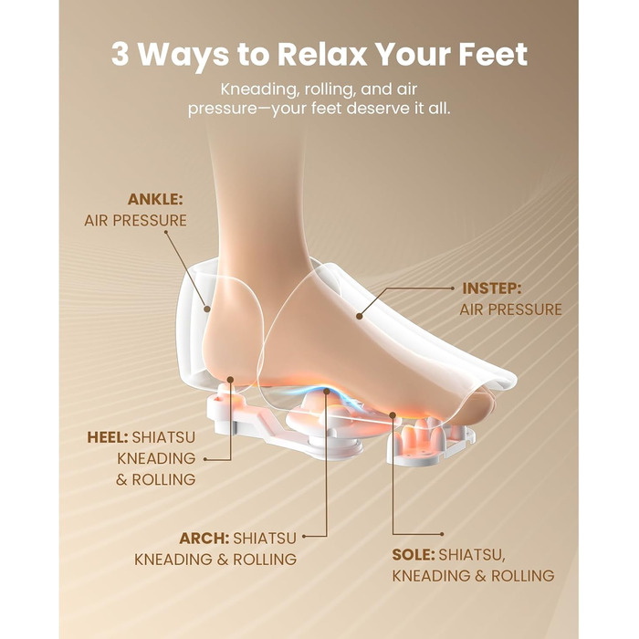 Електричний масажер для ніг Bob and Brad Lite з підігрівом, розминаючою та компресійною функцією, Shiatsu масажер для ніг, для зняття болю (до 45 розміру), з пультом керування