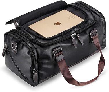 Чоловіча дорожня сумка через плече з PU шкіри, водонепроникна, велика місткість, 20L, чорна