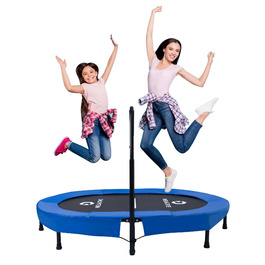 Батут овальний для дому 2 осіб до 150 кг синій з ручкою - фітнес, для дітей та дорослих