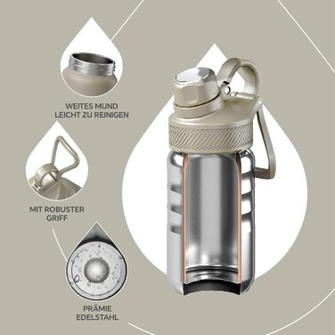 Вакуумна пляшка для води IDEUS 360 мл, нержавіюча сталь, подвійна стінка, спортивна металева фляга з герметичною кришкою, селадон