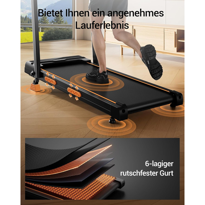 Бігова доріжка Walking Pad Lontek зі схилом 16%, 10 км/год для дому та офісу, LED дисплей, пульт ДУ, потужність 3.0 к.с., макс. навантаження 136 кг, чорна