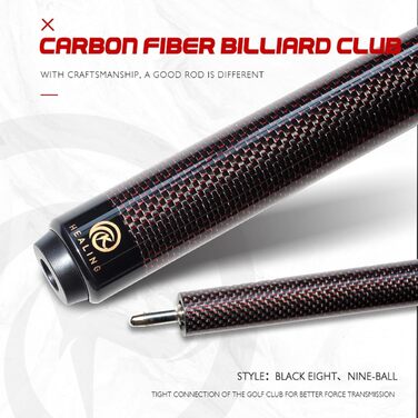 Кю Білліард KHEALING з карбону, 58 дюймів, 1/2-дюймова структура, 3-зубчастий з'єднувач, наконечник 12.4 мм, вага 540-567 г, для професійних гравців, червоний