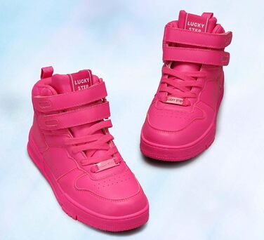 Жіночі баскетбольні кросівки Lucky Step з кріпленням на липучці - стильні штучні шкіряні кеди білого кольору (38 EU, Гарячий Рожевий)