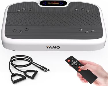 YAMO Вібраційна платформа з тихим мотором, 99 режимів, 5 програм тренувань, для спалювання жиру та всього тіла, компактна з пультом, фітнес для дому