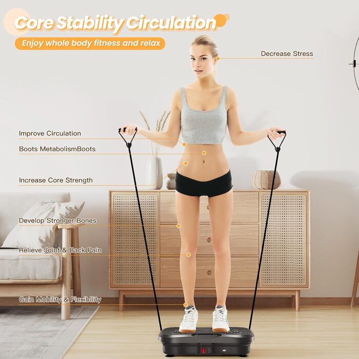 Платформа для вібраційного тренування Dripex, 3D, 99 рівнів, 5 програм, Bluetooth, стрічки, чорна