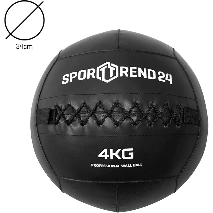 Медичний м'яч Sporttrend 24 чорний 3-12 кг для фітнесу та тренувань