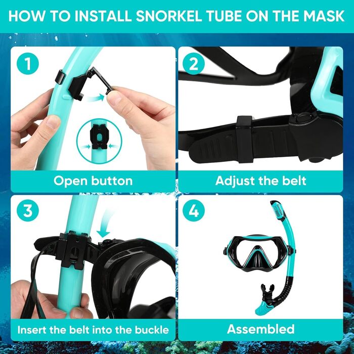Набір для снорклінгу дорослих, сухий, з маскою та трубочкою, антизапітніння, 180° панорама, для жінок та чоловіків, плавання, відпочинок на пляжі