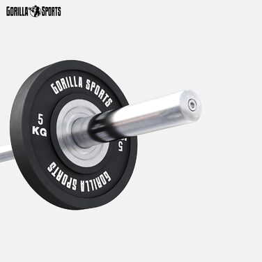 Бамперні диски GORILLA SPORTS 50 мм, 5-25 кг, гумовані, чавун, для штанги, олімпійські гирі
