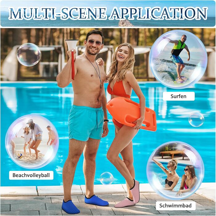 Чоловічі та жіночі аквашузи для плавання та водних видів спорту, легкі, швидковисихаючі, з антиковзким покриттям, блакитна лінія, 42/43 EU