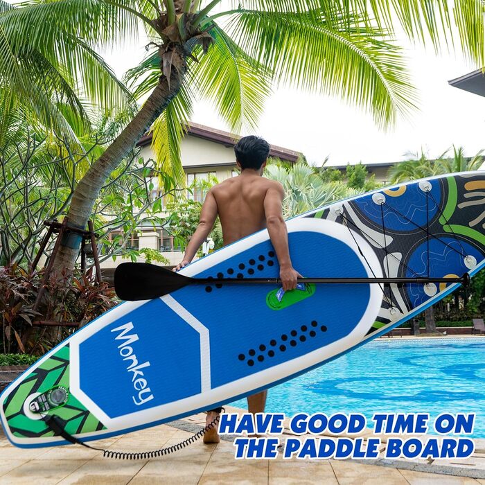 Надувна SUP-дошка FunWater Monkey для дорослих, повний комплект: весло, помпа, рюкзак, страхувальний шнур, водонепроникна сумка