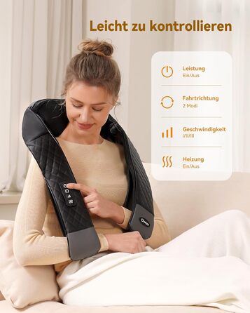 Масажер для шиї KNQZE® з підігрівом 2025, 4D Шиацу масажер для шиї, плечей та спини, знімає напругу, глибокий масаж, подарунок для жінок/матусь/батьків 2025, оновлена версія