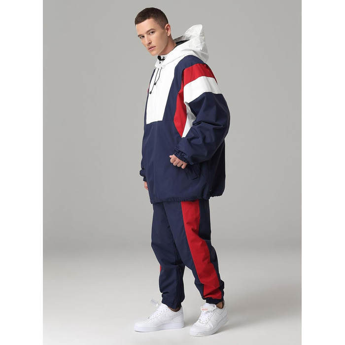 Комбінезон для сноуборду та лижного спорту HOUZONIY: теплий зимовий комбінезон з капюшоном та блискавкою для чоловіків та жінок. Модель T63+Roa (L, T63+Blau)