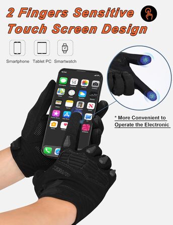 Велосипедні рукавички KUTOOK MTB для чоловіків та жінок, з підкладкою на долоні 5 мм, захист TPR SCR, сенсорний екран, дихаючі, зелені (XL, чорні)