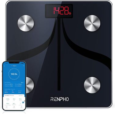Ваги RENPHO для тіла з аналізом складу, Bluetooth, 180 кг, аналіз жиру, BMI, м'язова маса