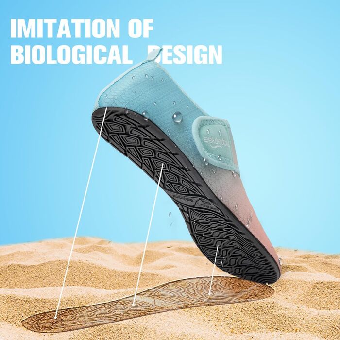 Шкарпетки для плавання WateLves: аквашузи для чоловіків та жінок, шкарпетки для басейну та пляжу, дихаючі, швидковисихаючі, унісекс, 38/39 EU, блакитний/оранжевий