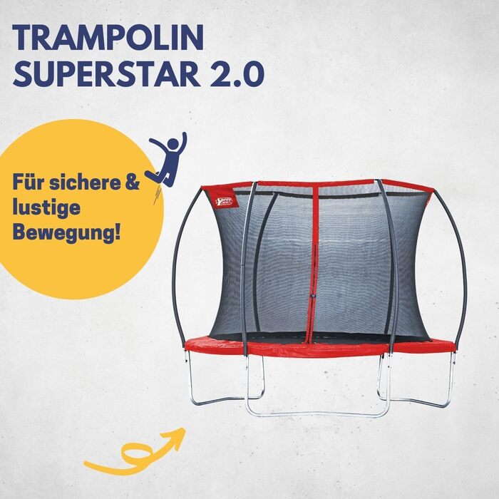 Батут для стрибоків Superstar 2.0: великий, з сіткою безпеки, Ø 305 см, для дітей та активного відпочинку