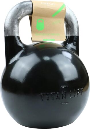Професійна гиря TITAN LIFE PRO 10 кг зі сталі для змагань, чорна, велика опорна поверхня, легований сплав
