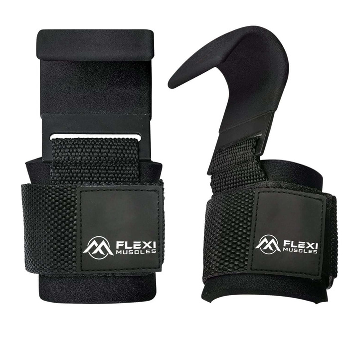 Набір гачків для штанги (2 шт) - чорний - неопрен - гачок для важкої атлетики - WEARABLE_WEIGHT - липучка - чорний