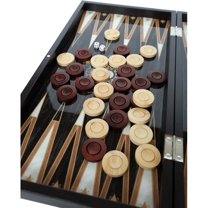 Настільна гра Нарди HBS GAMES Midnight Pearl, 48 см, дерев'яні фішки, для дорослих і друзів