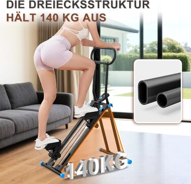 Вертикальний тренажер HXD-ERGO, крос-тренажер з LCD-дисплеєм, степер, складаний, для дому та фітнес-залу, регульовані ручки, чорно-синій