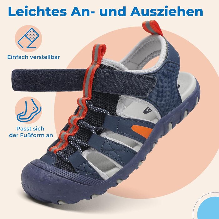 Сандалі дитячі SAGUARO закриті трекінгові для хлопчиків, літні, для активного відпочинку, розмір 32 EU (Сині)