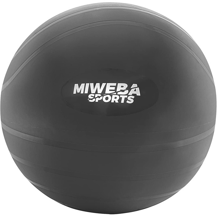 Гімнастичний м'яч Miweba Sports GB-100, 65 см, до 400 кг, сірої, з ПВХ — фітнесбол, ергономічний м'яч-стілець для офісу та тренувань
