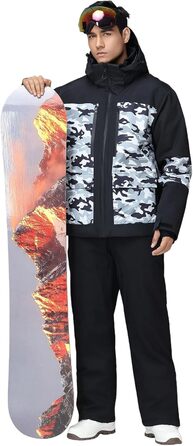 Комплект гірськолижний чоловічий HOTIAN: куртка та штани, водонепроникний, дихаючий, з капюшоном, для сноуборду та гірськолижного спорту