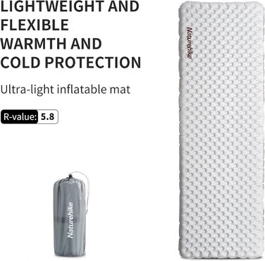 Каремат Naturehike Thermal 5.8 R-value для кемпінгу самонадувний, ультралегкий, всесезонний (жіночий, L)