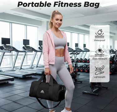 Спортивна сумка Flintronic для дівчат та жінок, маленька сумка для плавання та фітнесу з відділенням для взуття та вологостійкою кишенею (Чорна, 44 x 20 x 20 см)