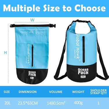 Водонепроникна сумка Elthmpr Dry Bag 20L: містка та надійна для водних видів спорту