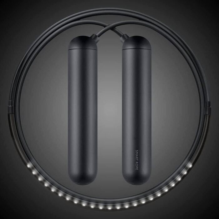 Розумна скакалка TANGRAM Factory Smart Rope – ED з вбудованою пружиною – переглядайте показники фітнесу в повітрі (Чорний, M)