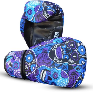Боксерські рукавички BUDDHA FIGHT WEAR Fantasy Luzbel 14 унцій, пурпурні, для муай-тай та кікбоксингу, якісна штучна шкіра, антимікробна підкладка, посилені шви, різні дизайни