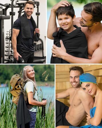Рушник Fit-Flip з мікрофібри - компактний, швидковисихаючий, для спорту, подорожей, пляжу - 60x120 см, чорний, 1 шт.