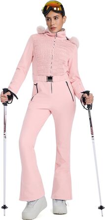 Жіночий гірськолижний комбінезон HOTIAN: водонепроникний, вітронепроникний, теплий, з капюшоном, рожевий
