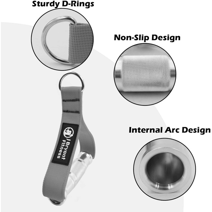 Ручки для тренажерів з еластичними стрічками J Bryant: міцні металеві ручки для кросовера, LAT pulldown, пулерів