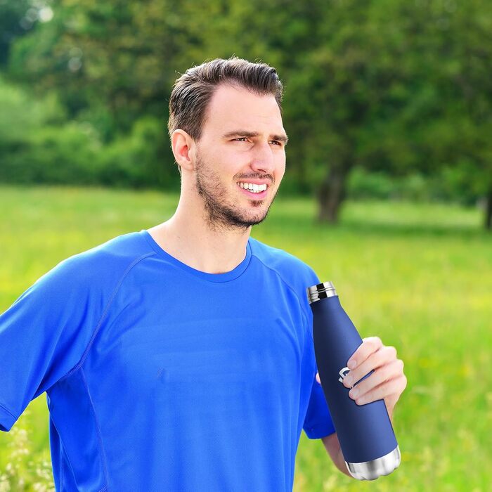 Термосфляка 750 мл, термос-пляшка з подвійними стінками, для газованої води, без BPA, витокозахисна, ізольована фляка з нержавіючої сталі для університету, роботи, подорожей, спорту, активного відпочинку, хлопчиків та дівчаток, темно-зелений (750 мл, темн